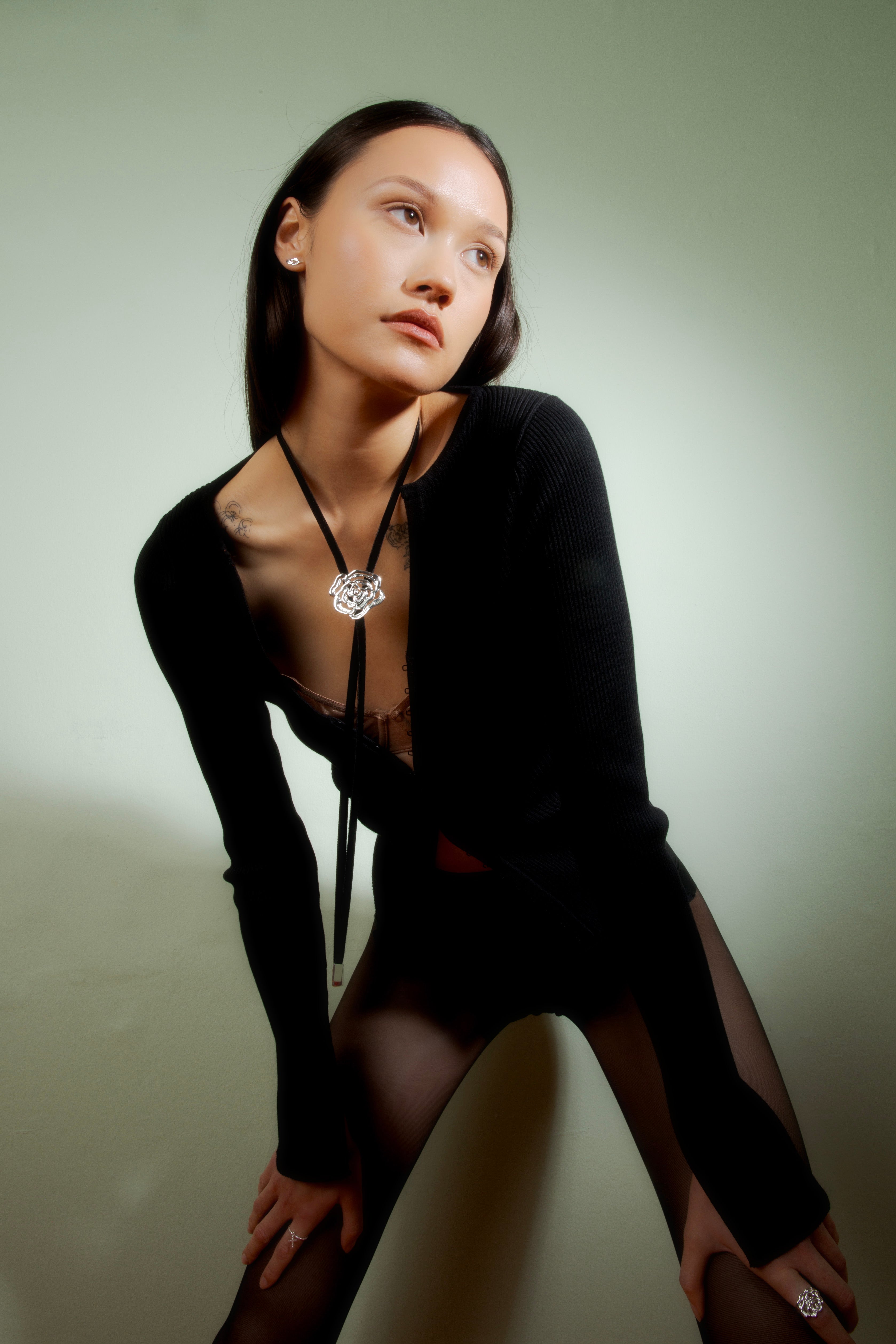 Rose Bolo Tie Necklace