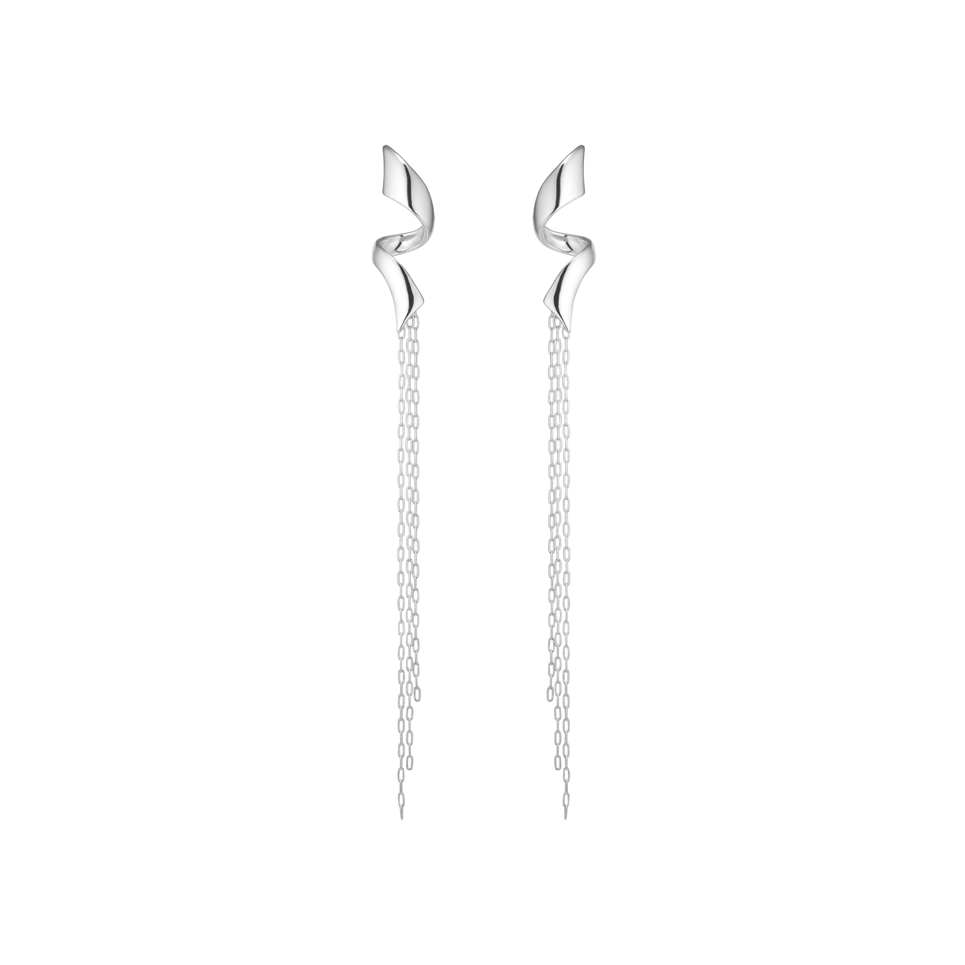 Jane Kønig Swirl Stud With Chains - Øreringe i sterling sølv